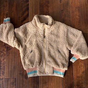 Crop style teddy coat